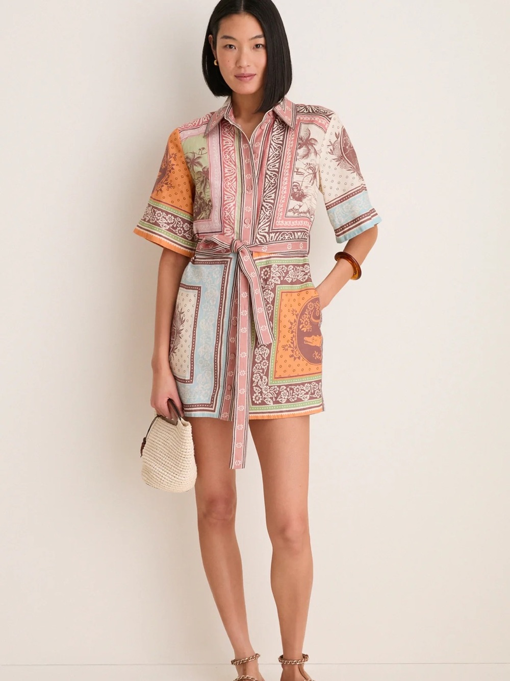 Alemais Alberta printed linen shirt dress
